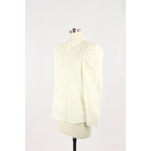 Vintage 80's SCOTT MCCLINTOCK Cream Cotton Lace Victorian Style Blouse, Size 6 - Picture 4 of 16